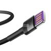 Baseus Cafule Huawei SuperCharge, QC 3.0, USB - USB-C Kábel Szürke -Fekete  5 Amper 1 méter 