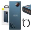 Baseus Powerbank Adaman Metal 20000mAh, PD, QC 3.0, 65W, 2xUSB + USB-C + mikro USB, (kék)