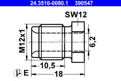 ATE Fékcsőhollander M12x1