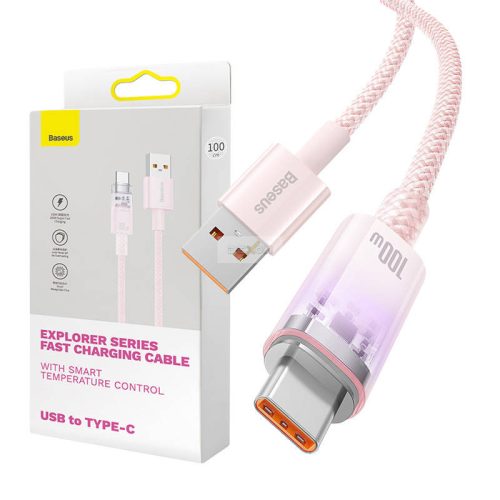 Baseus Explorer USB - USB-C Kábel Pink 6 Amper 100 Watt 1 méter 