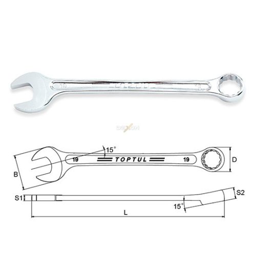 Toptul Kombinált csavarkulcs  15°  29 mm