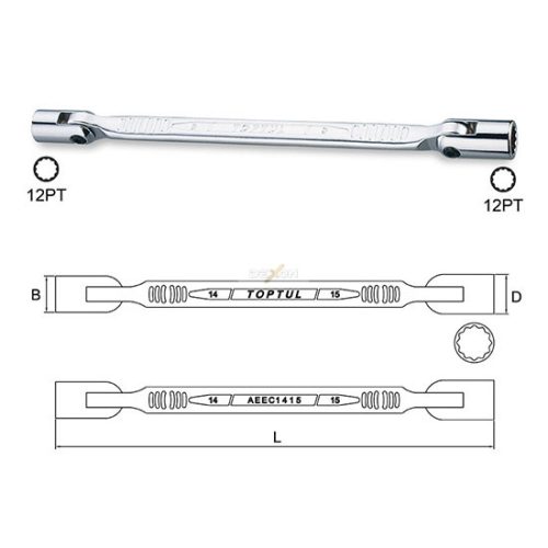 Toptul Kétvégű Csavarkulcs 12-13 mm