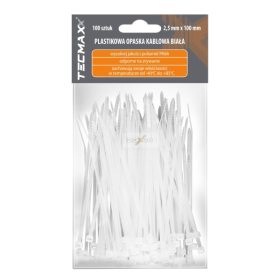   TECMAX Műanyag kábelkötegelő Fehér 2,5 mm x 100 mm 100 db