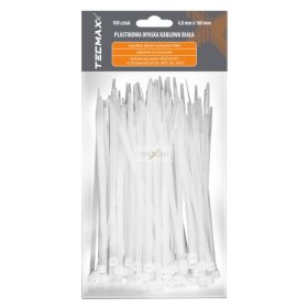   TECMAX Műanyag kábelkötegelő Fehér 4,8 mm x 160 mm 100 db