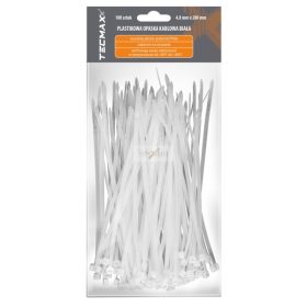   TECMAX Műanyag kábelkötegelő Fehér 4,8 mm x 200 mm 100 db