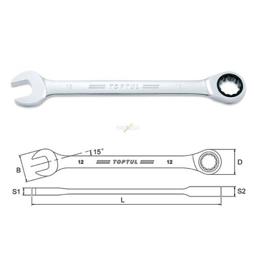 Toptul Racsnis kombinált csavarkulcs 16 mm